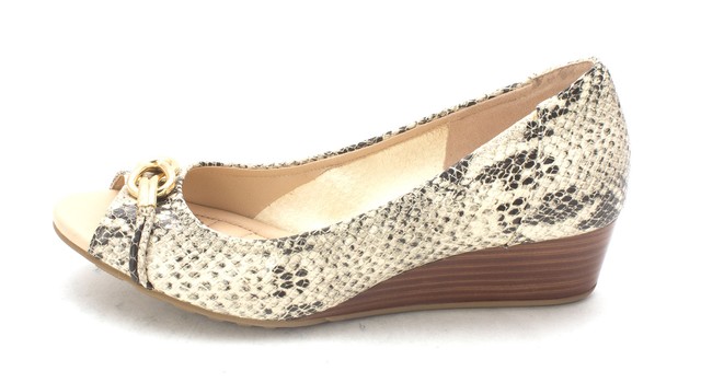 Cole Haan Womens Elisabettasam Peep Toe Wedge Pumps Roccia Snake Size 6.0 Cole Haan Womens Elisabettasam Peep Toe Wedge Pumps Roccia Snake Size 6.0