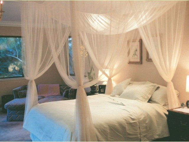 Full King Size Mosquito Net Four Corner Bed Canopy Bug Queen Insect Full King Size Mosquito Net Four Corner Bed Canopy Bug Queen Insect White