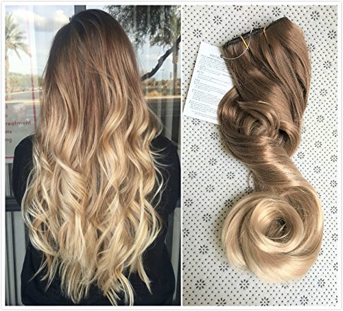 114 Inches 114/14 Full Head One Piece Ombre DIP Dyed Loose Curls Wavy ...