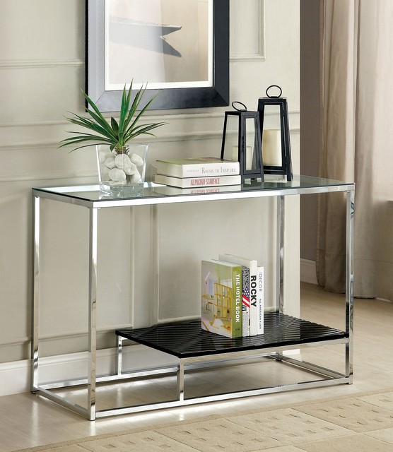 Furniture Of America Gacelle Contemporary Glass Top Sofa Table Black Furniture Of America Gacelle Contemporary Glass Top Sofa Table Black