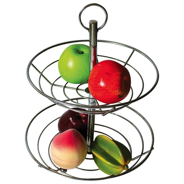 2 Tier Chrome Fruit Vegetable Basket Bowl Steel Wire Rack Stand 2 Tier Chrome Fruit Vegetable Basket Bowl Steel Wire Rack Stand Storage Holder