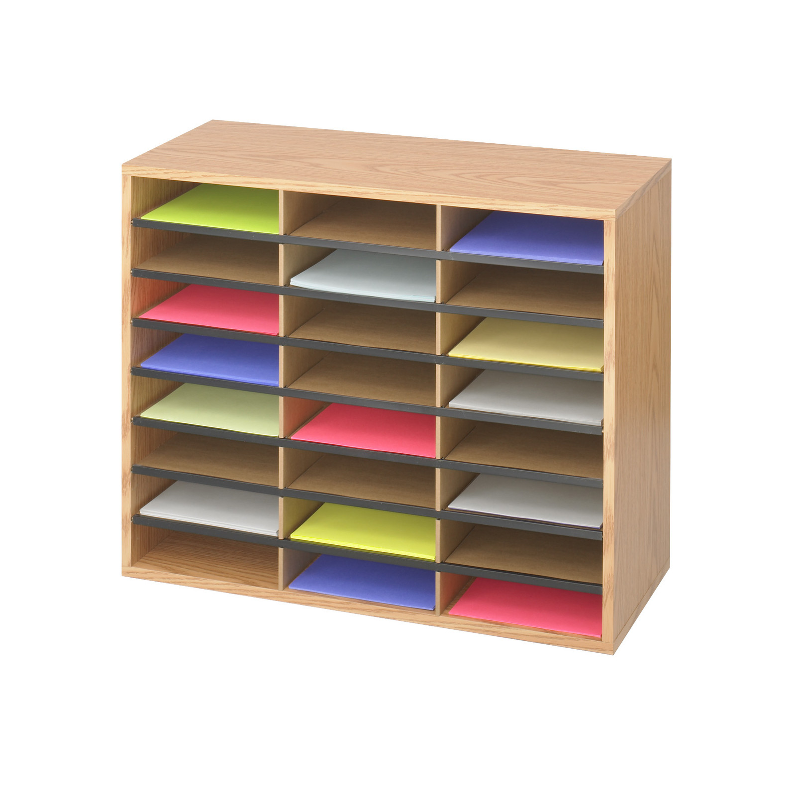 Safco 9402mo Wood Corrugated Literature Organizer 24 Compartment Picture 1 Of