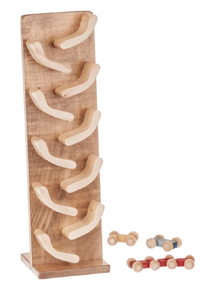 Flip Car Roller Track Classic Amish Handmade Wood Toy With Cars Picture 1 Of