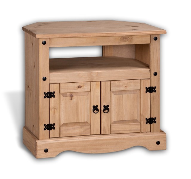 Corner TV Unit Rustic Style Solid Wood Cabinet Stand Pine Cottage Shelves Waxed Corner TV Unit Rustic Style Solid Wood Cabinet Stand Pine Cottage Shelves Waxed