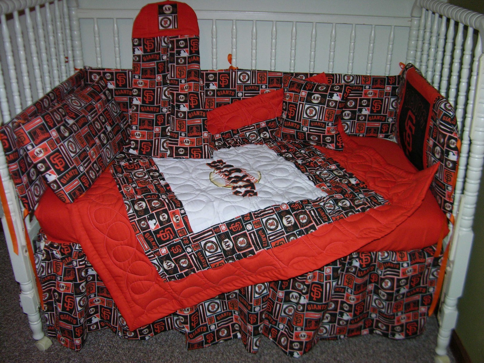 Crib Nursery Bedding Set Made W San Francisco Giants Fabric Picture 1 Of 8