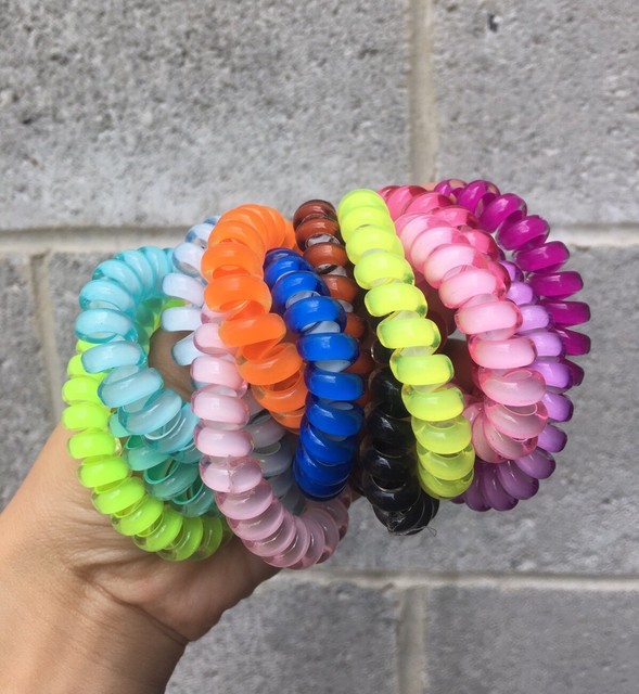 5pcs Gel Stretch Plastic Spiral Phone Cord Hair Ties Band Coil 5pcs Gel Stretch Plastic Spiral Phone Cord Hair Ties Band Coil High Quality