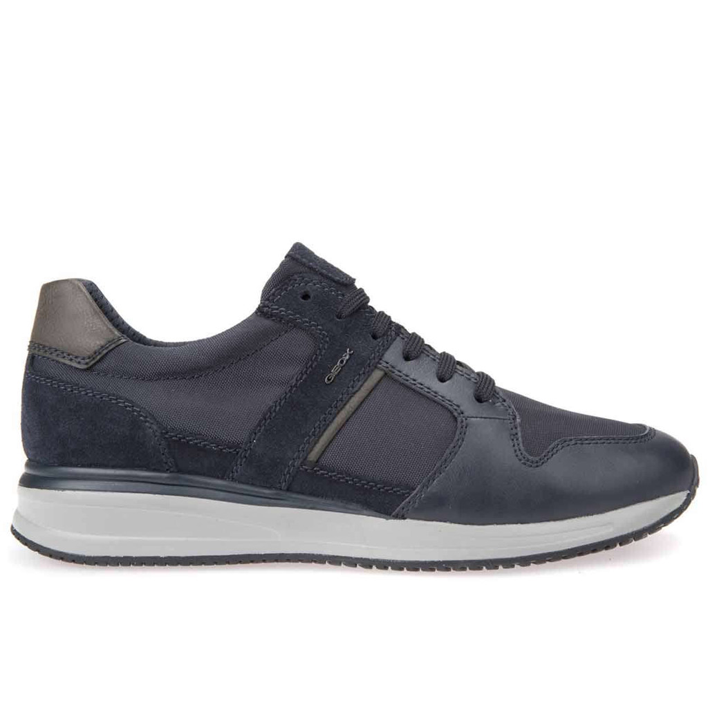GEOX scarpe uomo U820GA nr. 44 sneakers blu pelle e tessuto GEOX scarpe uomo U820GA nr. 44 sneakers blu pelle e tessuto
