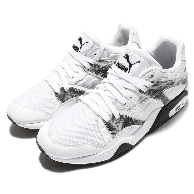 Puma Blaze MRBL LTHR Marble Leather White Black Mens Running Trainers 362158 01 Puma Blaze MRBL LTHR Marble Leather White Black Mens Running Trainers 362158 01