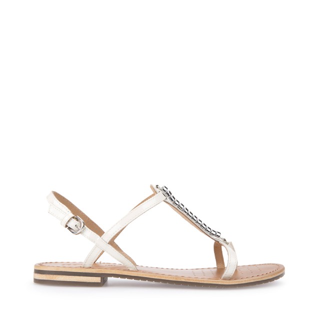 GEOX SANDALO DONNA BASSO SOZY D722CH 00066 OFF WHITE PELLE DETTAGLIO METALLICO GEOX SANDALO DONNA BASSO SOZY D722CH 00066 OFF WHITE PELLE DETTAGLIO METALLICO