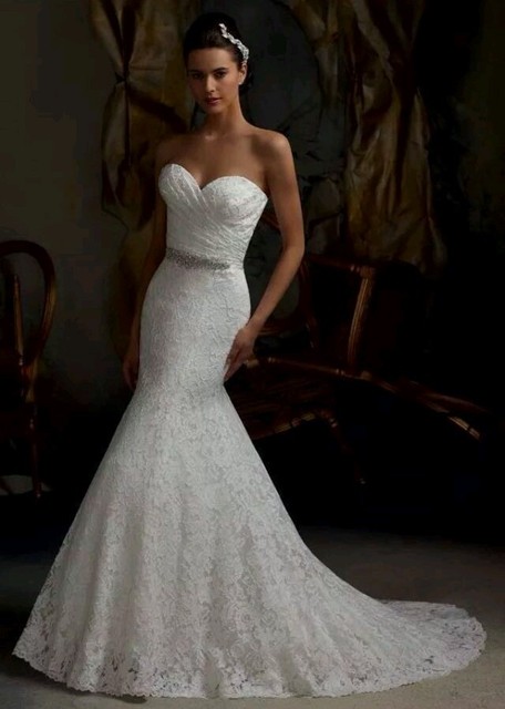 Uk Lace White Ivory Mermaid Wedding Dress Bridal Gown Size 6 16 Ebay Uk Lace White Ivory Red Pink Mermaid Wedding Dress Bridal Gown Size 6