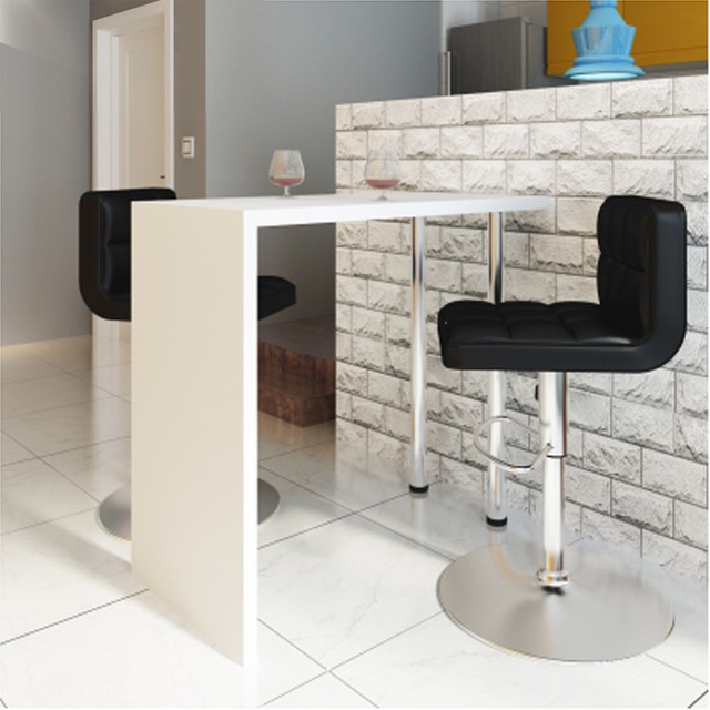 Kitchen Breakfast Bar Table Dining White With 2 Legs High Gloss Modern High Gloss Bar Coffee Table Home Dining Room With 2 Legs White