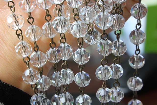 6ft Clear Glass Bead 8mm Crystal Chandelier Part Wedding Garland 6ft Clear Glass Bead 8mm Crystal Chandelier Part Wedding Garland Bronze Chain