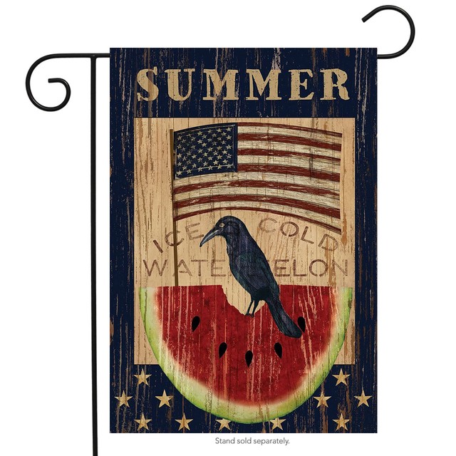 Summer Garden Flag Home Decor Yard Lawn Patriotic Watermelon Ice Cold Watermelon Summer Garden Flag Primitive Patriotic Crow 12 5