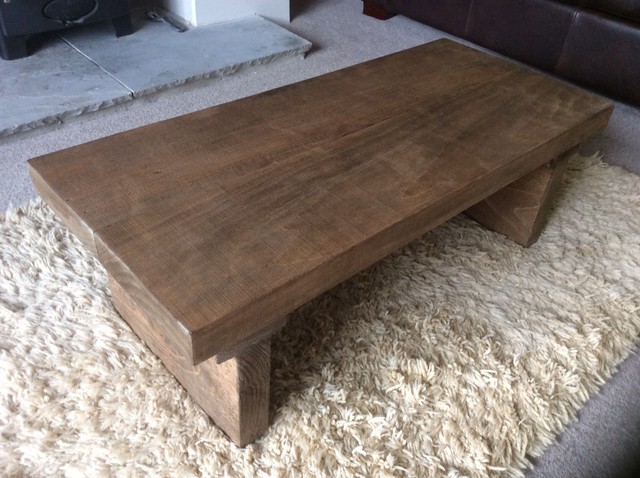Rustic Handcrafted Chunky Solid Wooden Coffee Table In Walnut Wax Ebay Rustic Handcrafted Chunky Solid Wooden Coffee Table In Walnut Wax