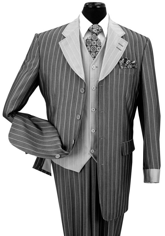 men s 3 pieces luxurious classic gangster pinstripe wool feel suit