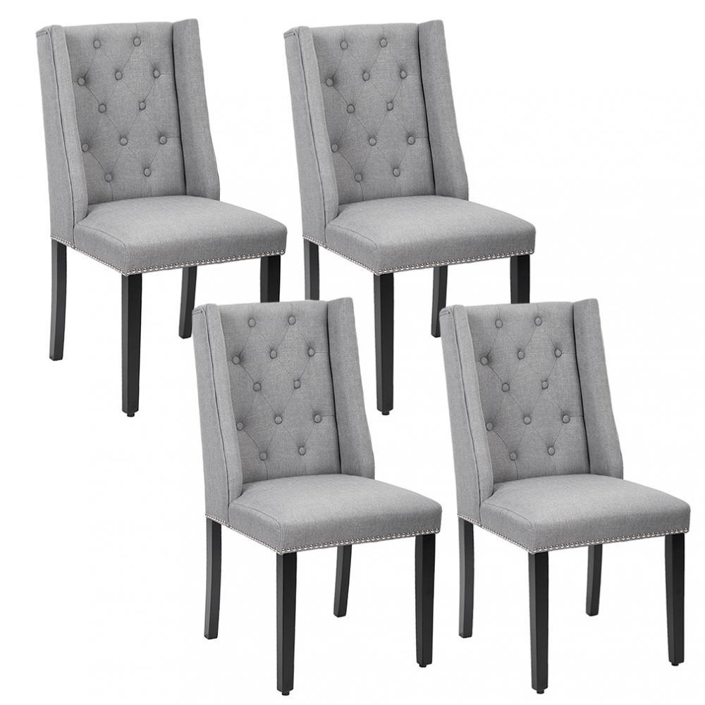 Gray Chairs For Set Of 4 Grey Elegant Dining Side Chairs On Tufted Fabric W Nailhead 54b