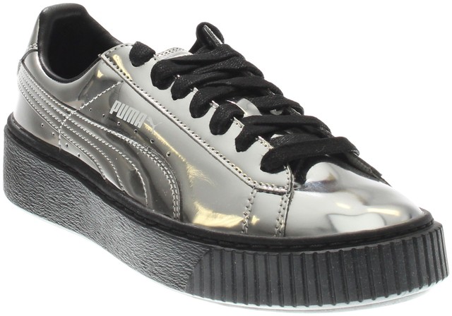 puma basket platform metallic silver puma basket platform metallic silver