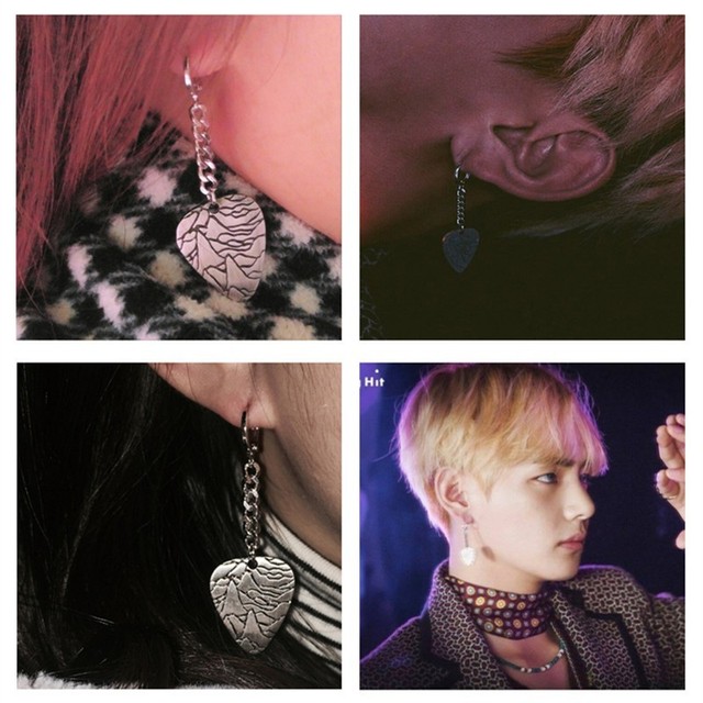 Kpop Bangtan Boys Wings Bts V Kim Tae Hyung Heart Earring Punk Kpop Bangtan Boys Wings Bts V Kim Tae Hyung Heart Earring Punk Pendant