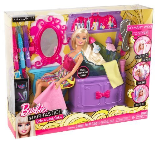 Barbie Hairtastic Color And Wash Salon Playset Aty01 Ebay