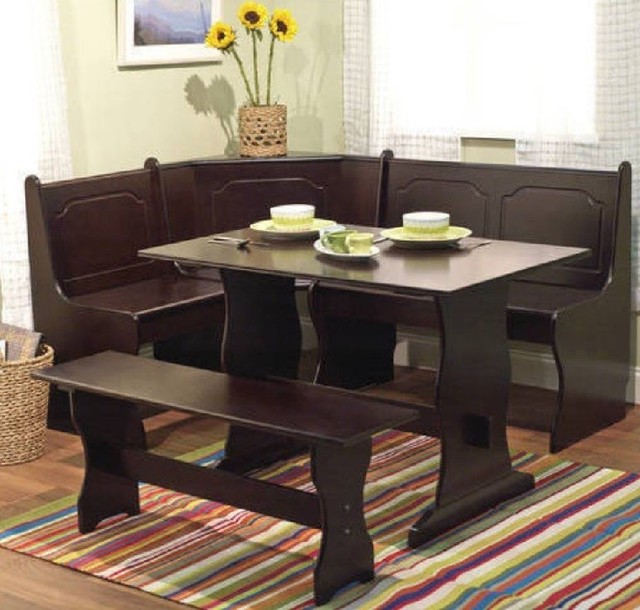 3pc Kitchen Nook Corner Dining Set Breakfast Seating Dinette Table 3pc Kitchen Nook Corner Dining Set Breakfast Seating Dinette Table Bench Booth