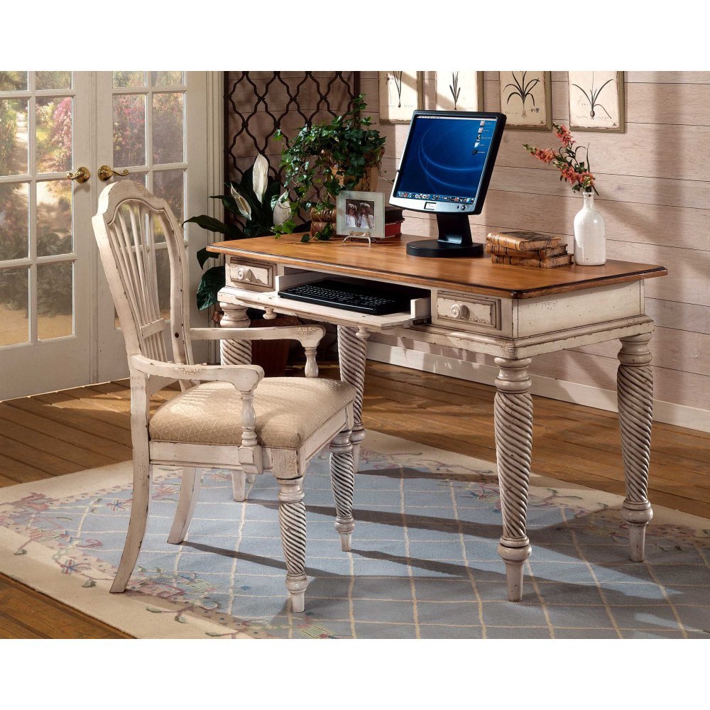 Hilale Wilshire Wood Writing Antique White Computer Desk Picture 1 Of