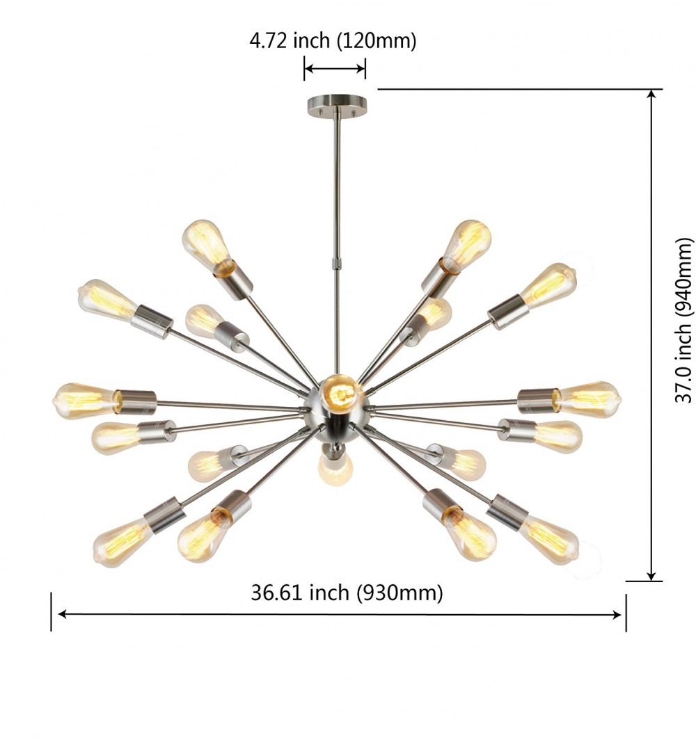 Vinluz Sputnik Chandelier Brushed Nickel 18 Lights Modern Pendant Vinluz Sputnik Chandelier Brushed Nickel 18 Lights Modern Pendant Lighting Large