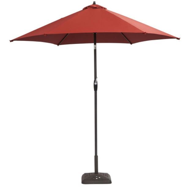 Tilt Patio Umbrella Chili Aluminum Solar Crank 9 Ft Durable Frame Tilt Patio Umbrella Chili Aluminum Solar Crank 9 Ft Durable Frame Led Lights