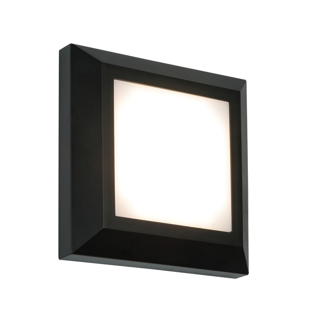 Endon Severus Square Led Outdoor Wall Light Ip65 3w Black Endon 61218 Severus Single Led Outdoor Wall Light Black Plastic Frosted Finish