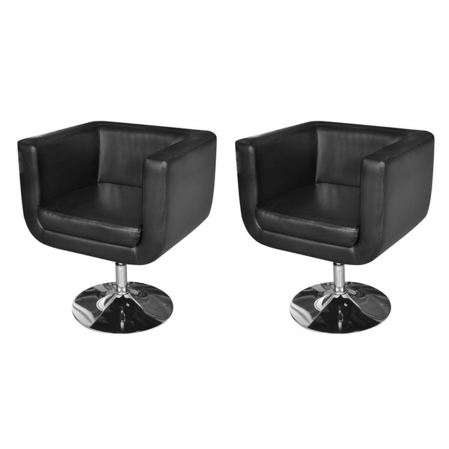 Faux Leather Swivel Chair Adjule Black Armchair Retro Tub Dining Faux Leather Swivel Chair Adjule Black Armchair Retro Tub Dining Office 2pcs