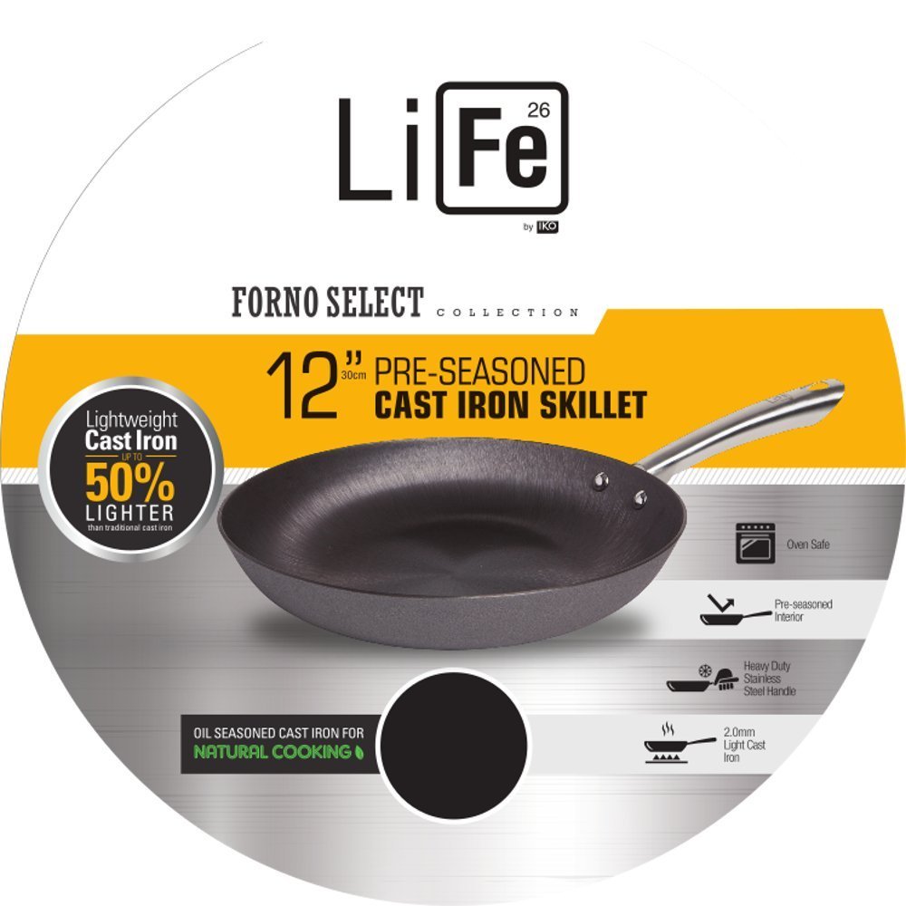 Iko 12 Lightweight Cast Iron Skillet Pan With Stainless Steel Handle Brand New T