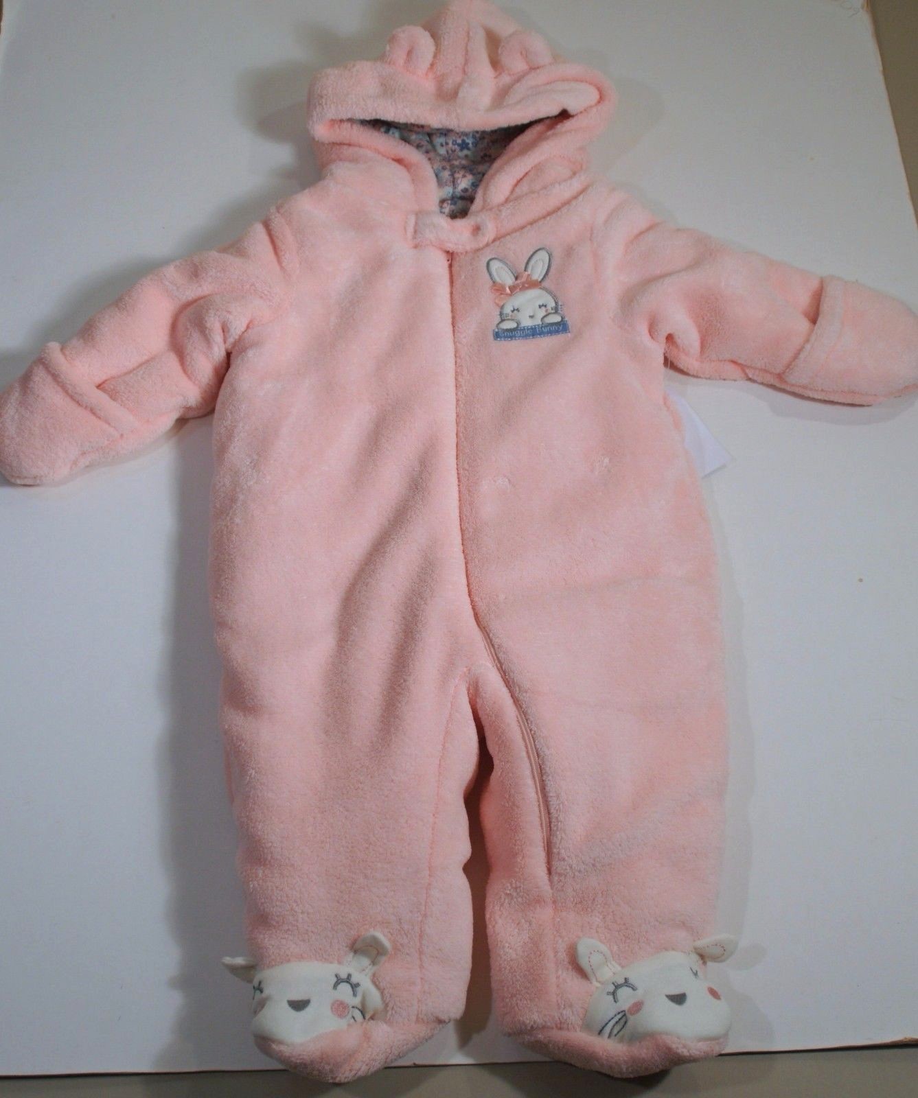 3 6 Months Girls Pink Bunny Little Wonders Snow Suit Plush Hoodie