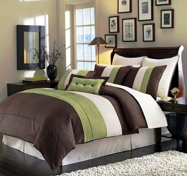 Luxury Stripe Bedding Black Grey And White King Size 8 Piece Picture 2 Of