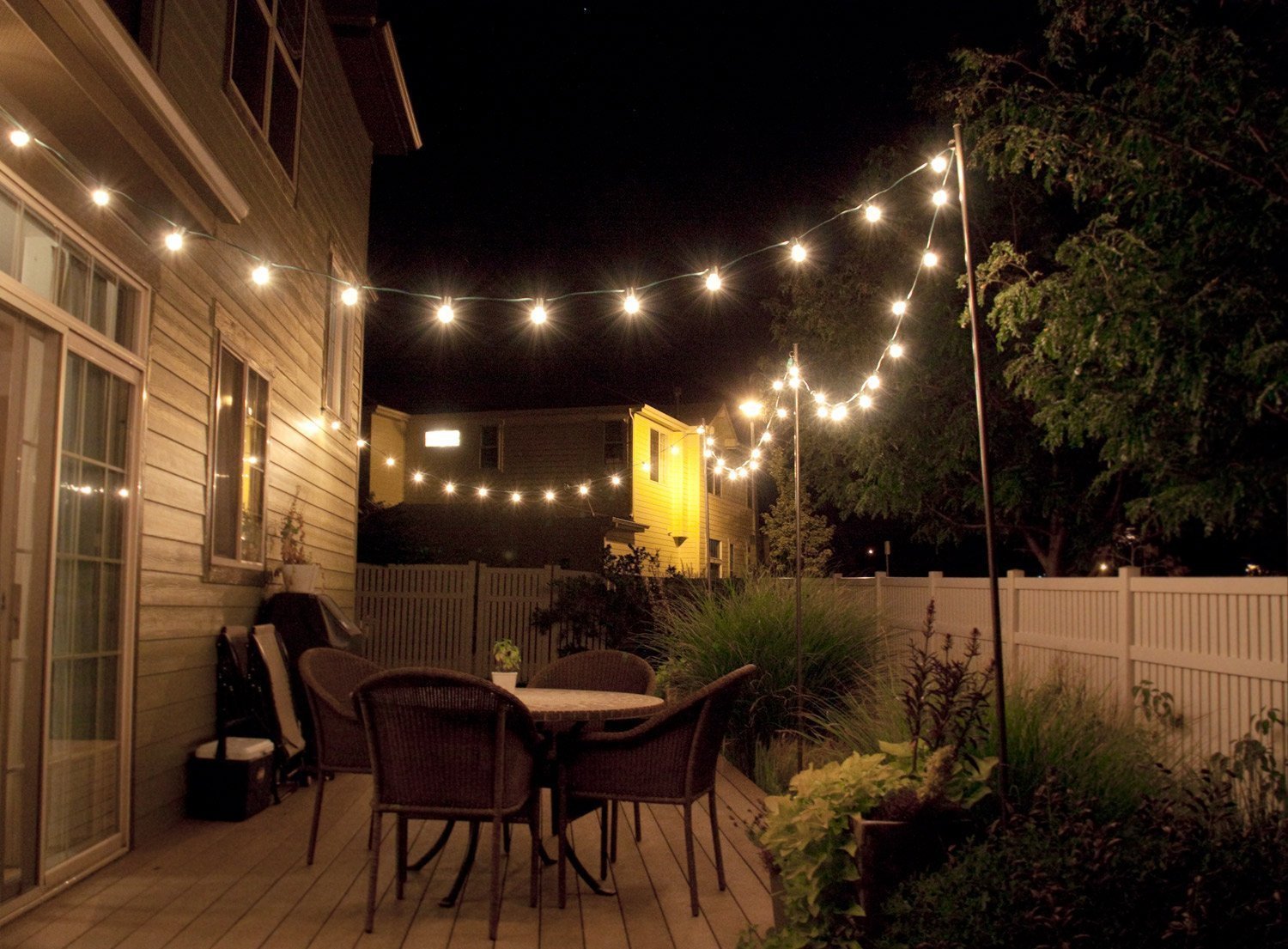 100ft Outdoor Patio String Lights Set With Clear Globe Bulbs For 2