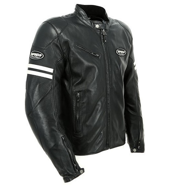 Motorcycle Spidi Ace Leather Jacket Black White Uk 8030161153095 Spidi Ace Leather Motorcycle Jacket Ice Black
