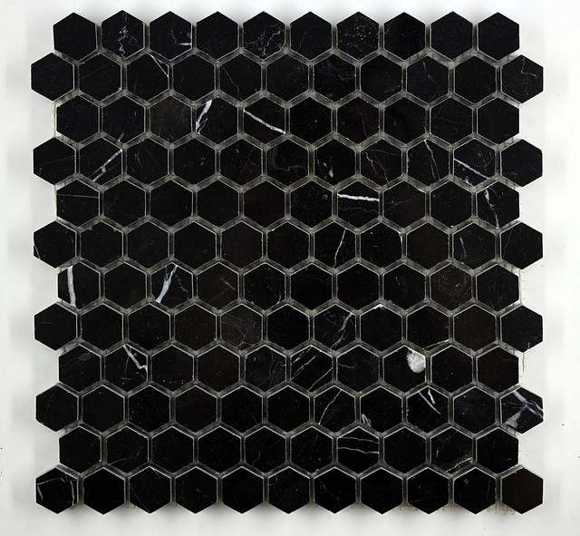 Nero Marquina Black Marble Hexagon Mosaic Tile 1 Inch Polished Ebay Nero Marquina Black Marble Hexagon Mosaic Tile 1 Inch Polished