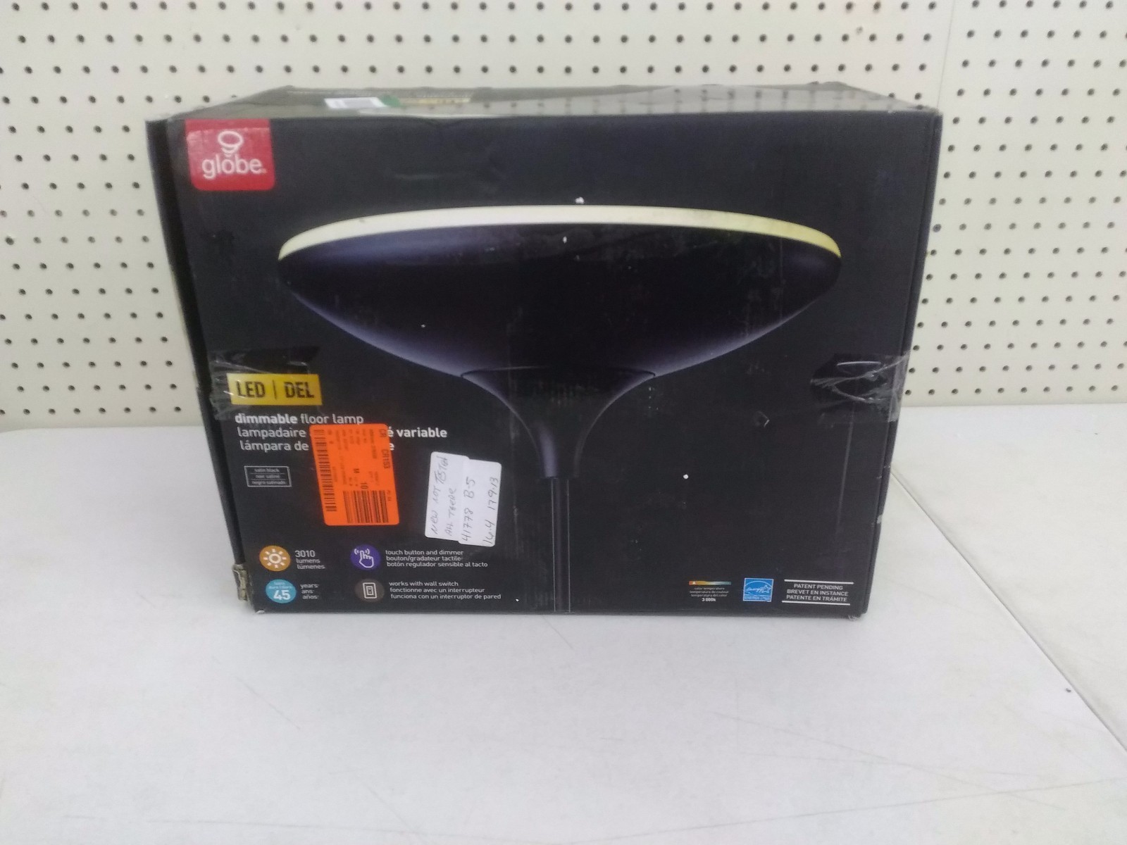 Globe Electric 71 In Black Satin Led Floor Lamp Torchiere With Picture 1 Of 9