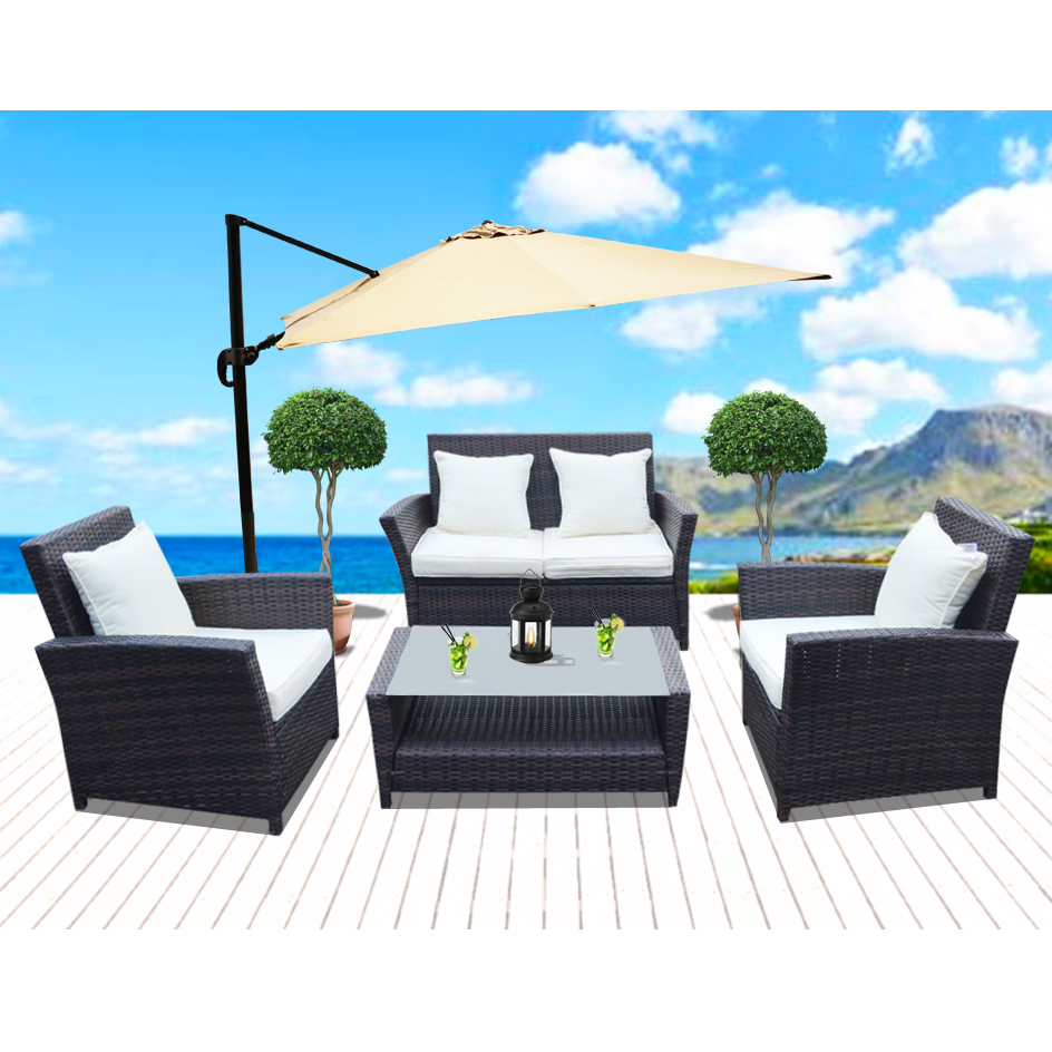 4 Pcs Outdoor Grant Brown Patio Wicker Sofa Sets Chairs Furniture Picture 1 Of 6