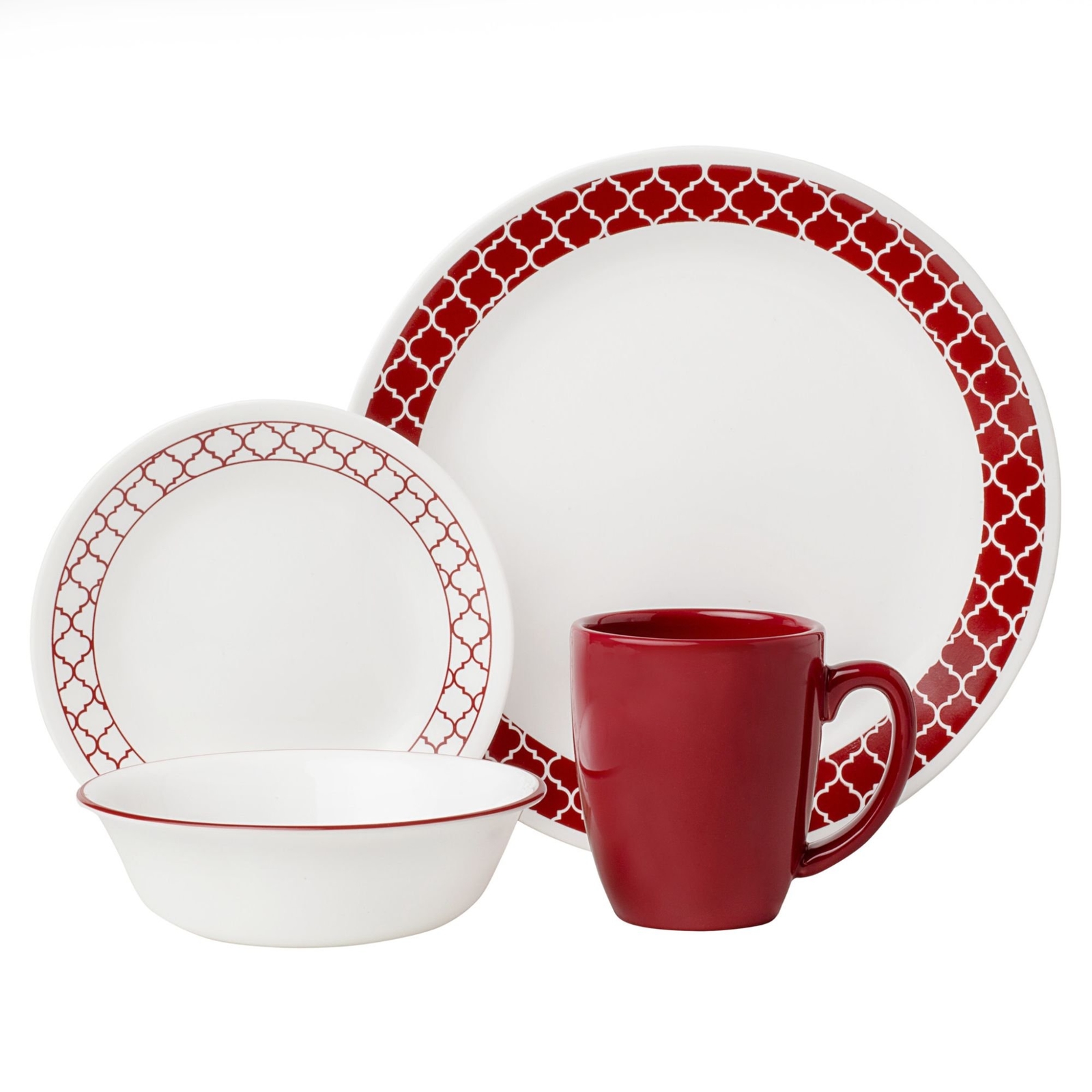 Corelle 16 Piece Crimson Trellis Livingware Dinnerware Set White | eBay Corelle 16 Piece Crimson Trellis Livingware Dinnerware Set White | eBay