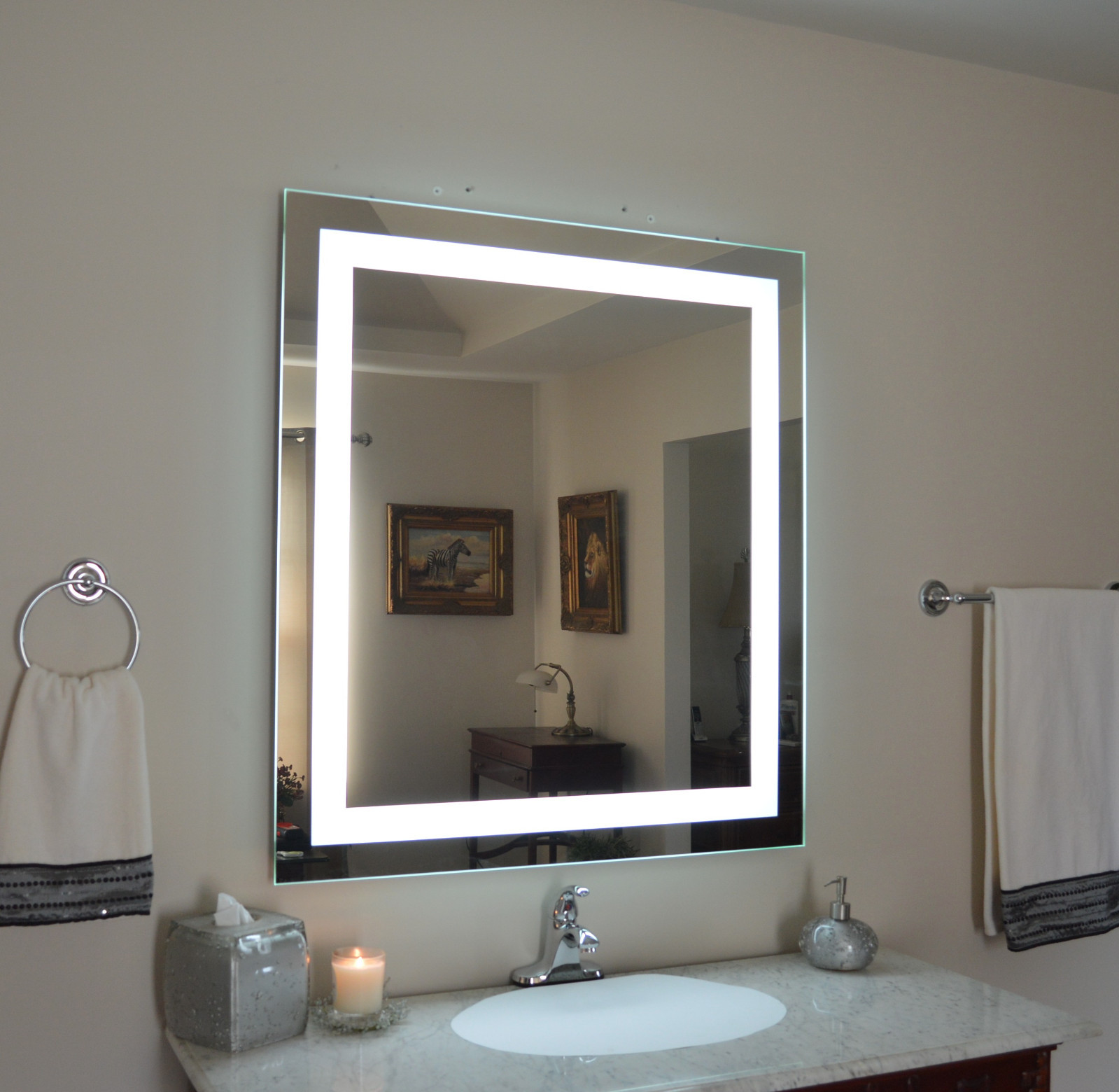 Lighted Bathroom Vanity Make Up Mirror Led Wall Mounted Picture 1 Of 5