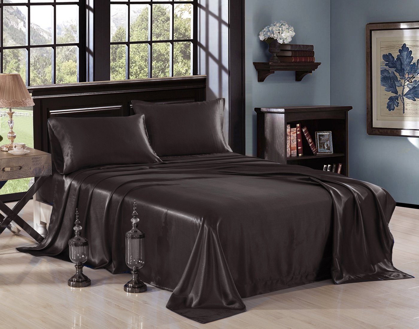 Honeymoon Satin 4pc Bedding Sheet Set Wrinkle Super Silky Soft 3