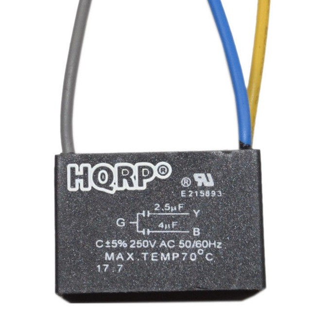 Hqrp Replacement Capacitor For Hampton Bay Ceiling Fan Cbb61 2 5uf Hqrp Replacement Capacitor For Hampton Bay Ceiling Fan Cbb61 2 5uf 4uf 3 Wire