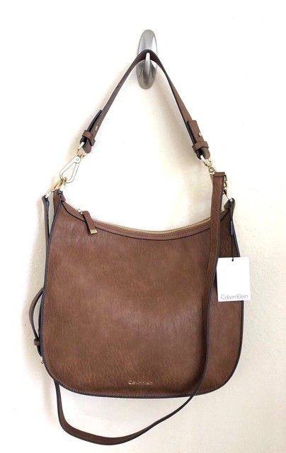 Calvin Klein Caramel Brown Leather Zip Giada Hobo Shoulder Bag Cross Nwt Calvin Klein Caramel Brown Leather Zip Giada Hobo Shoulder Bag Cross Body
