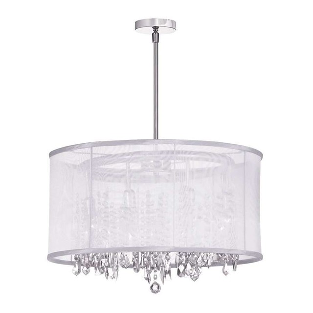 Dainolite 85302 Pc 119 Bohemian 8 Light Crystal Chandelier In Dainolite 8 Light Crystal Chandelier Polished Chrome Drum Shade 85302 Pc