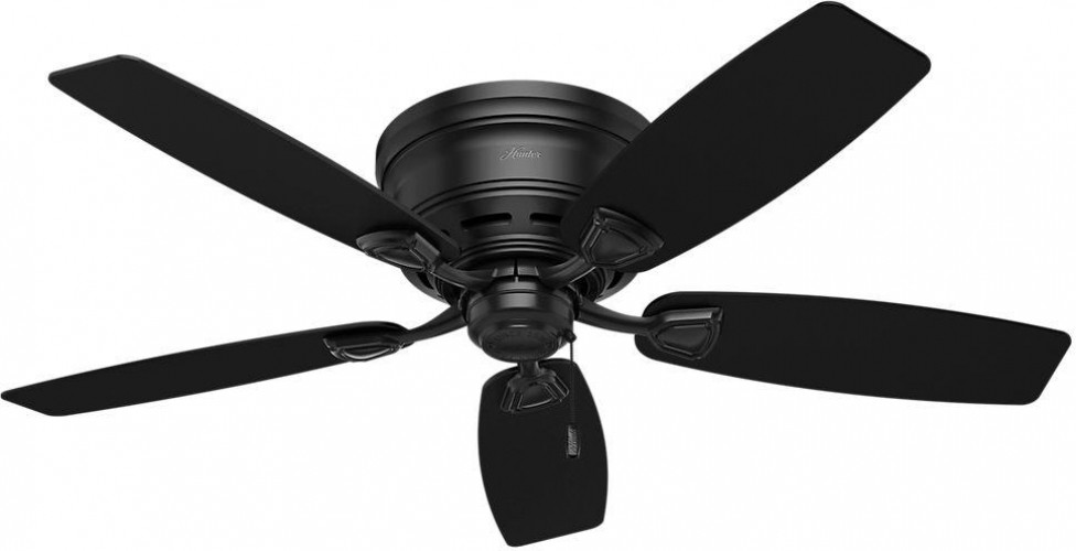 Hunter Sea Wind 48 In Matte Black Flush Mount Indoor Outdoor Ceiling Picture 1 Of 6