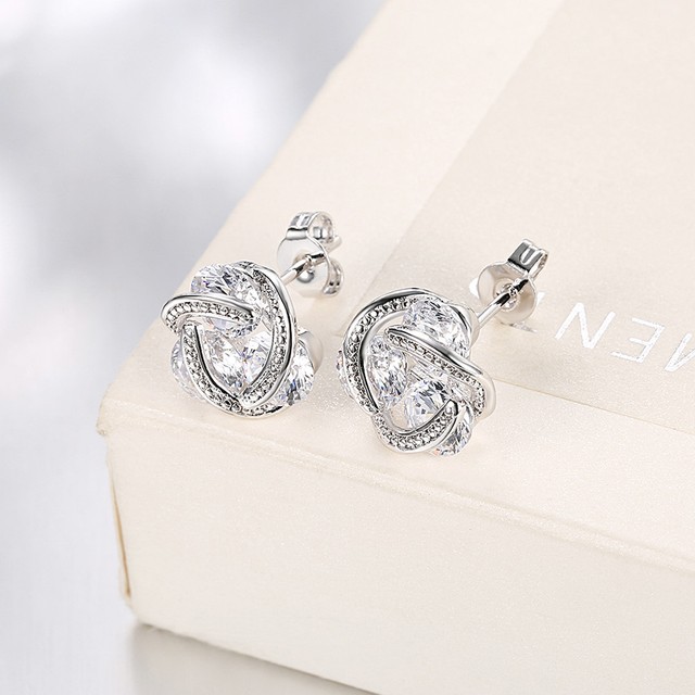 3 44 Cttw Halo Stud Earrings With Swarovski Elements Ebay 3 44 Cttw Halo Stud Earrings With Swarovski Elements
