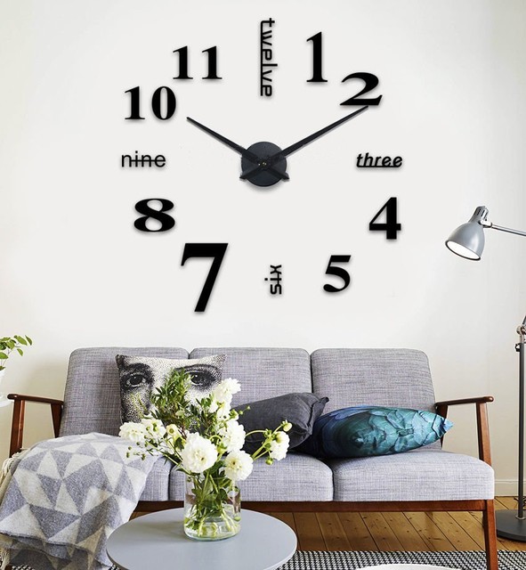 Diy 3d Large Number Mirror Wall Clock Sticker Decoration Home Office Diy 3d Large Number Mirror Wall Clock Sticker Decoration Home Office Bedroom