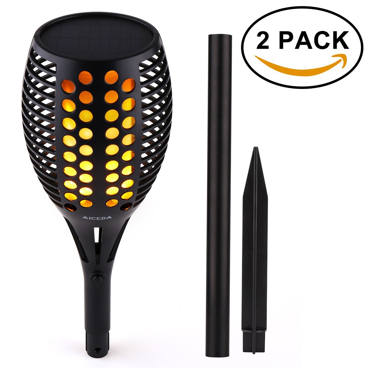 Aiceda Solar Lights Waterproof Flickering Flames Torches Outdoor Picture 1 Of 6