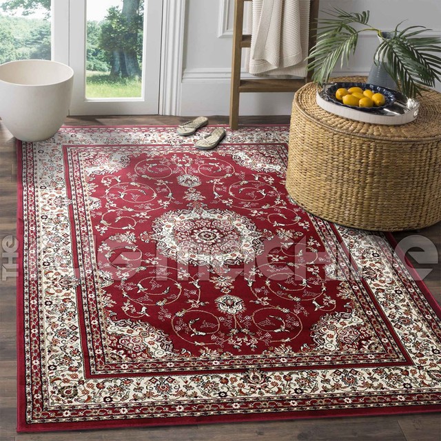 Nikolina Red Cream Medallion Clic Traditional Floor Rug 120x170cm Nikolina Red Cream Medallion Clic Traditional Floor Rug 120x170cm New