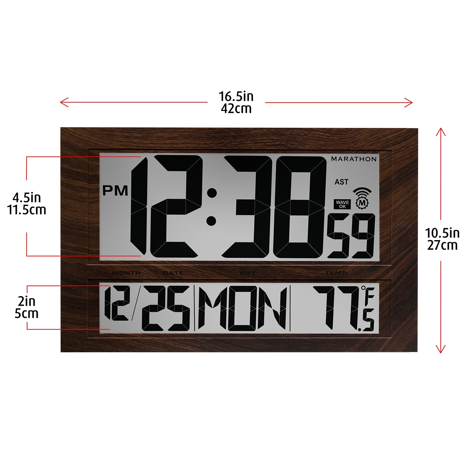 Marathon Cl030025wd Commercial Grade Jumbo Atomic Wall Clock With 6 Picture 2 Of 6