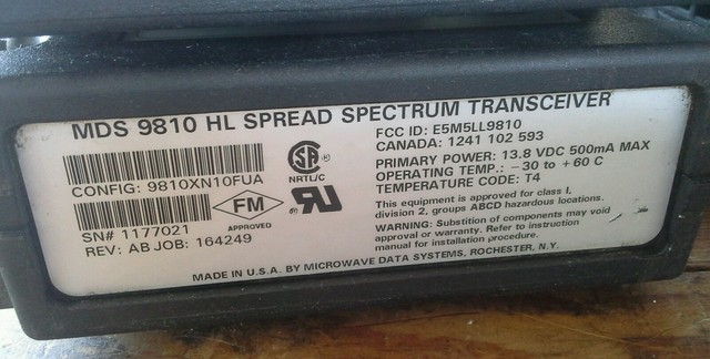 Microwave Data Systems Mds 9810 Spread Spectrum Transceiver T63563 Microwave Data Systems Mds 9810 Spread Spectrum Transceiver T63563 Ebay